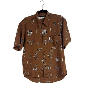 Men's Sablina Valentino VTG 90s 2000s Graphic Print Button-Up Shirt Size L
